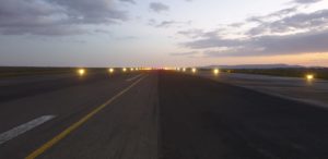Solar runway lighting at night