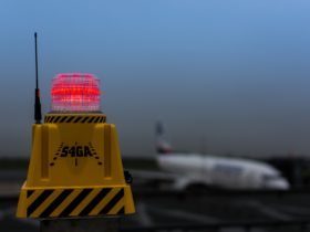 SP-401 Obstruction light on terminal building of civil airfield