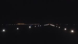 Solar runway lights at night