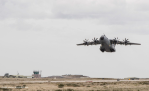 Military airplane landing