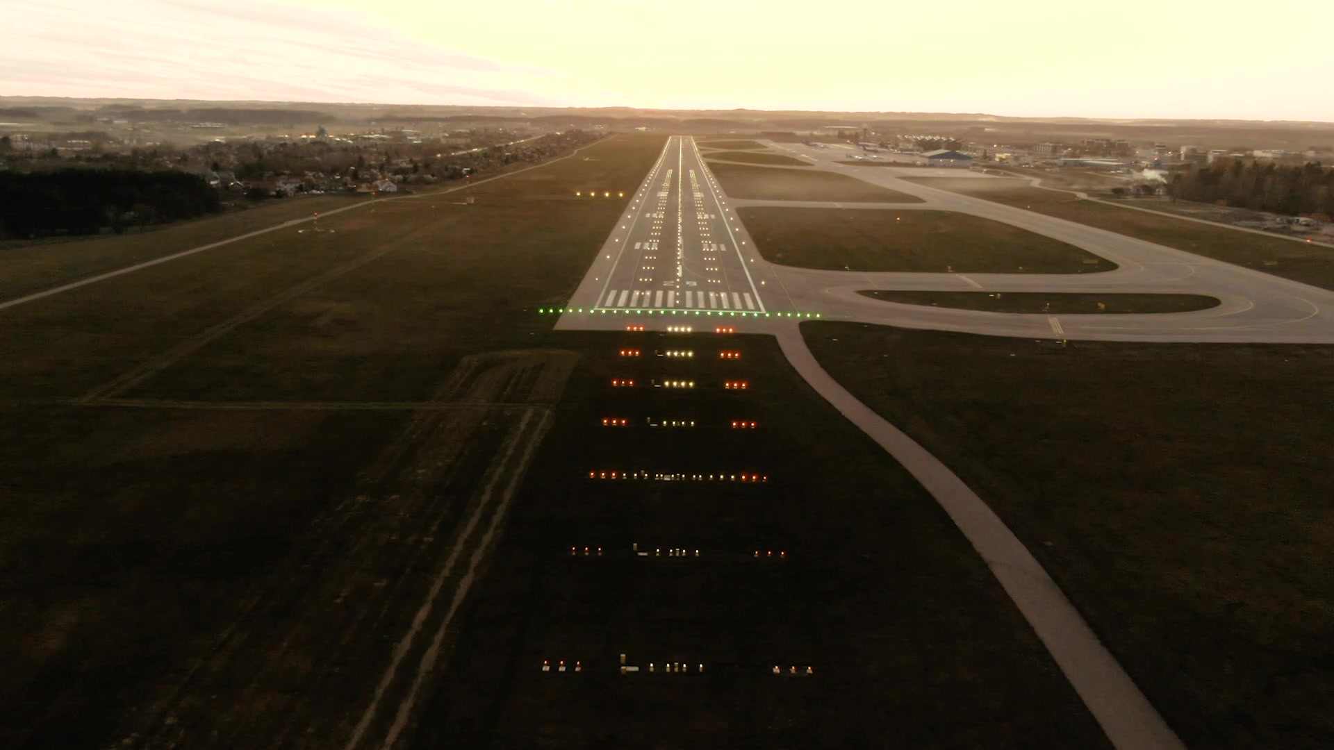 airport runways at night