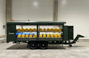 S4GA Military Airfield Lighting Trailer with lights switched on