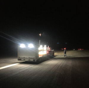 S4GA Airfield Lighting Trailer Illuminated at Night