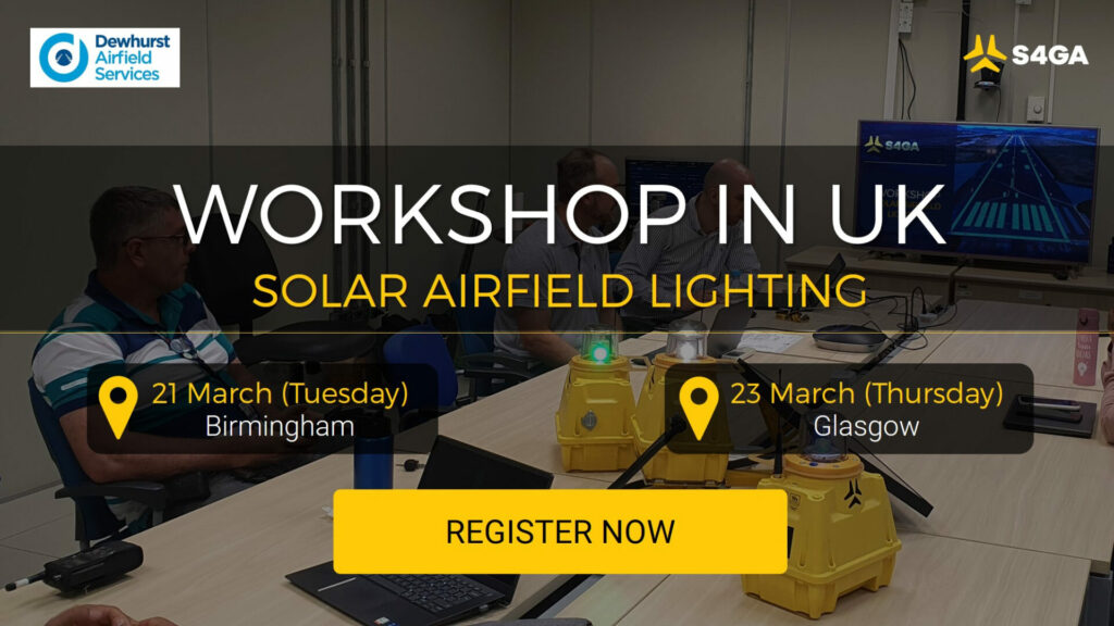 S4GA workshop in UK solar airfield lighting banner