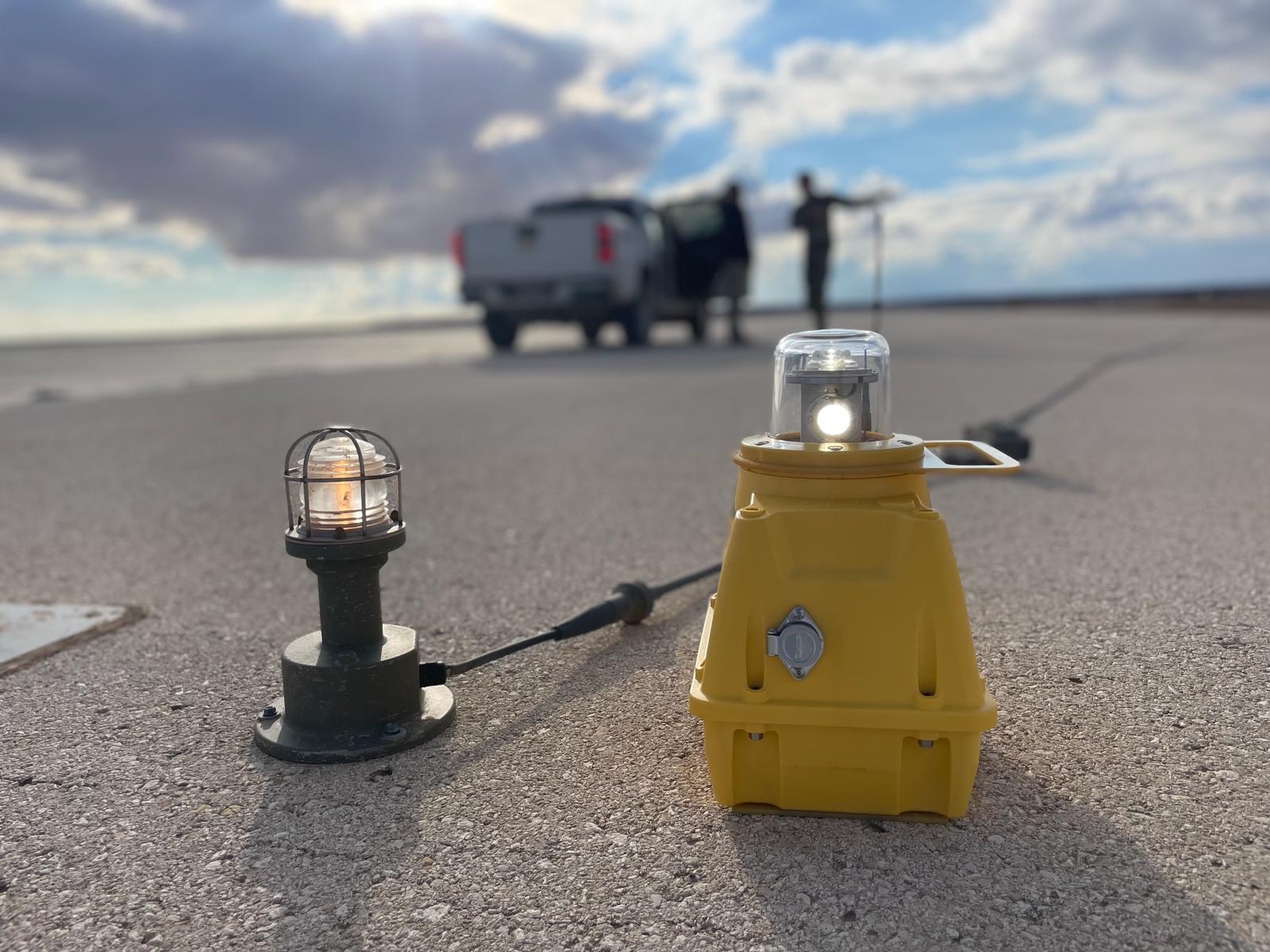 EALS Portable Runway Light (on the left) and S4GA SP-401 Portable Airfield Light