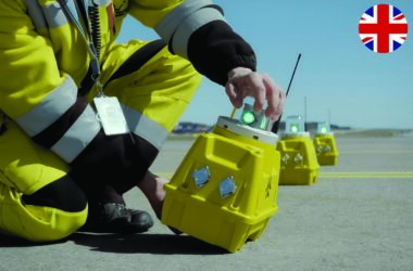 S4GA portable runway lights deployed at the airport - English