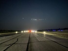 S4GA Solar Runway Lighting Night at Elliot Lake Airport Canada